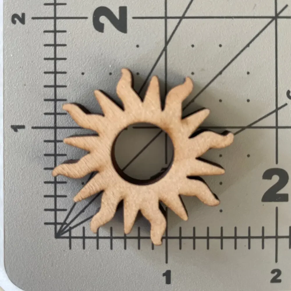Wood Carved Sphere Holder/Stand - Sun